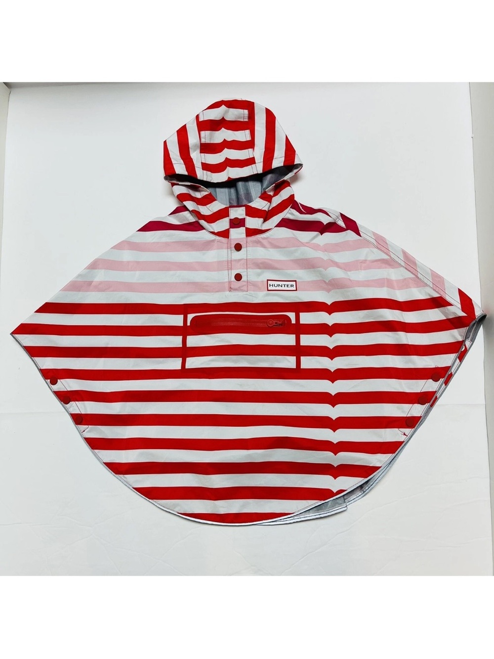 NEW Hunter Pink and Red Striped Hooded Rain Jacket 4T/5T